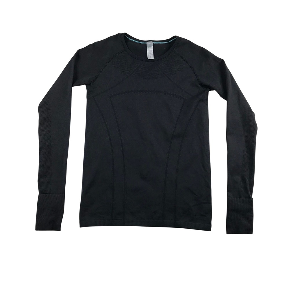Ivivva Lululemon Black Seamless Long Sleeve Athletic Top Thumbholes Size 14